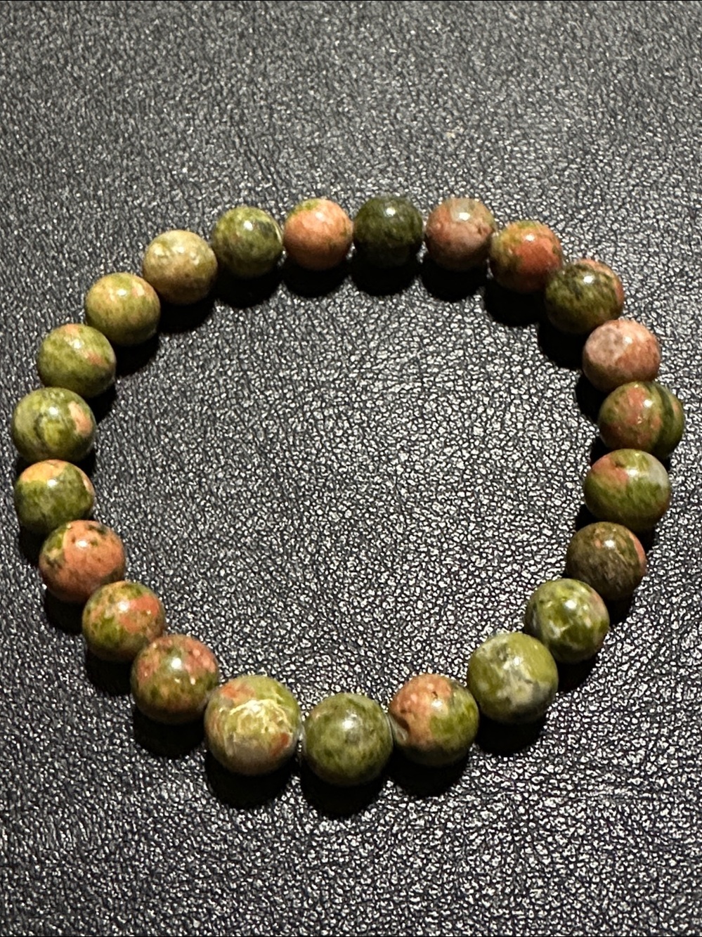 Unikite Semi Precious Round Stone Stretch Bracelet